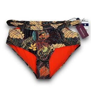 NEW Vigoss Bikini Bottoms Cutout High Rise Front Dark Blue Multicolor Size Small